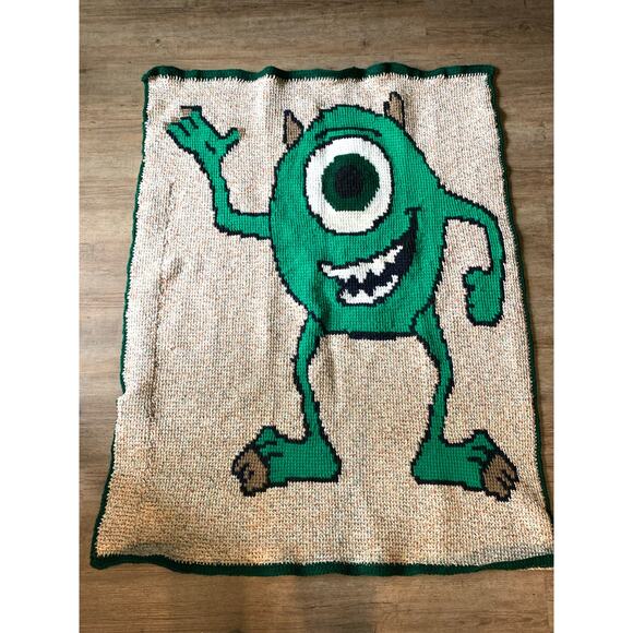 Handmade Other - Handmade Crocheted Mike Wazowski Monsters Inc. Blanket/Throw 34" x 44"